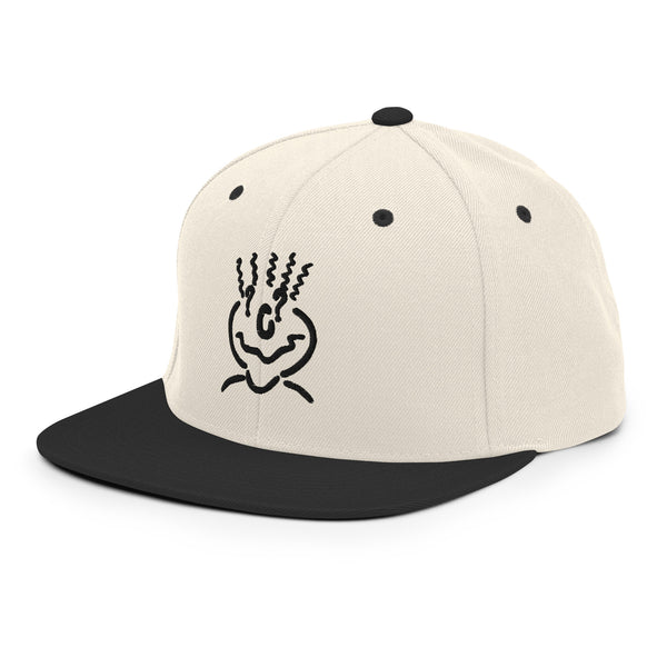 Classic Snapback Embroidered Beige & Black Unisex