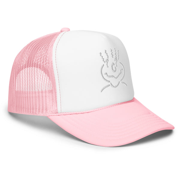 Foam Trucker Embroidered Hat Pink & White