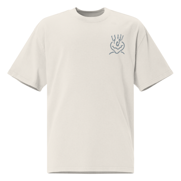 Embroidered Oversized T-Shirt Unisex Beige
