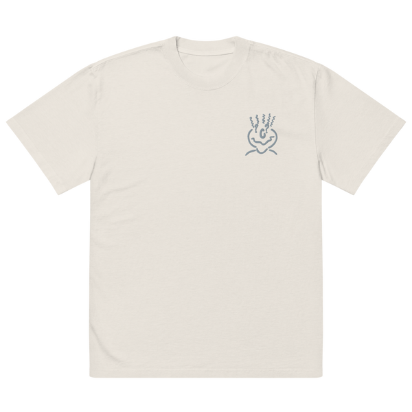 Embroidered Oversized T-Shirt Unisex Beige