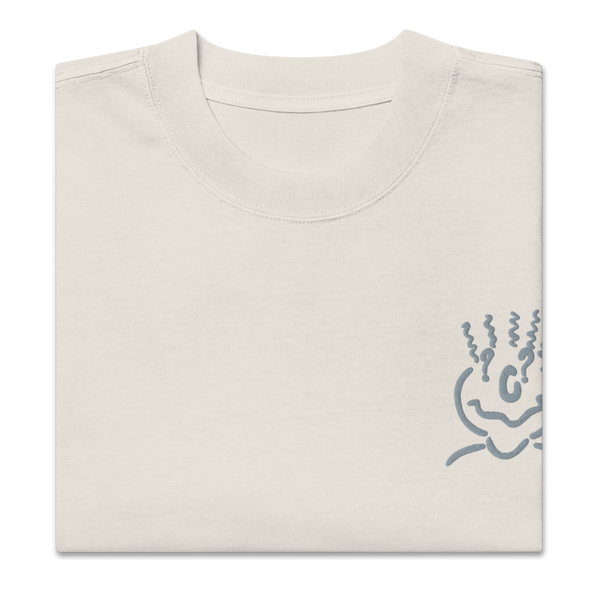 Embroidered Oversized T-Shirt Unisex Beige