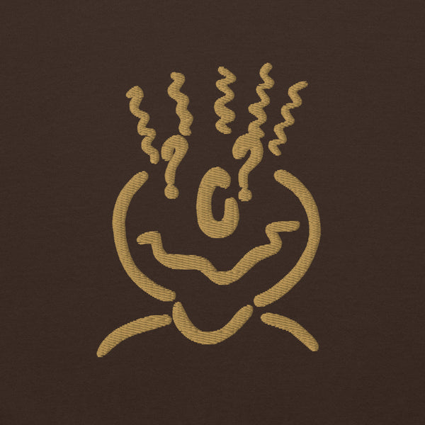 Cotton Embroided Crewneck Sweater Unisex Brown