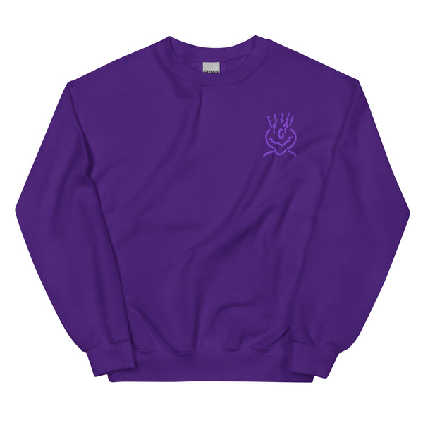 Cotton Embroided Crewneck Sweater Unisex Purple