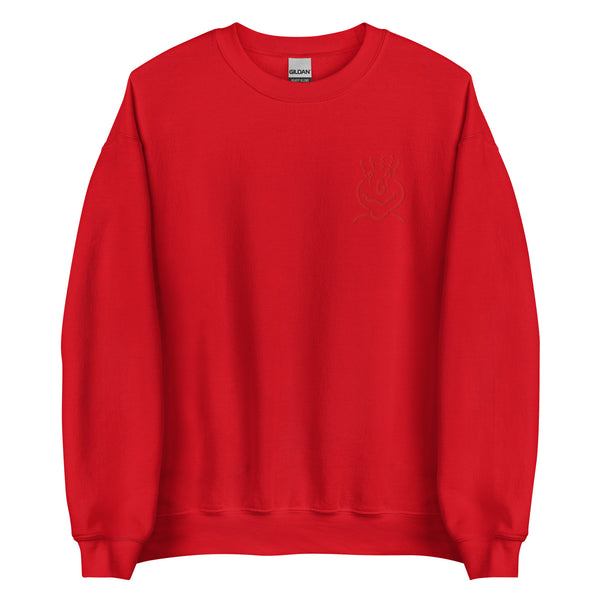 Cotton Embroided Crewneck Sweater Unisex Red