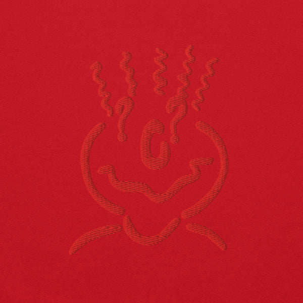 Cotton Embroided Crewneck Sweater Unisex Red