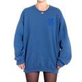 Cotton Embroided Crewneck Sweater Unisex Blue