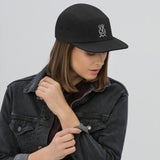 Embroided 5 Panel Cap Black & White