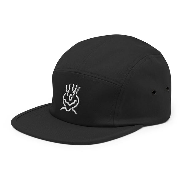 Embroided 5 Panel Cap Black & White