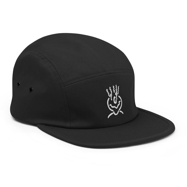 Embroided 5 Panel Cap Black & White