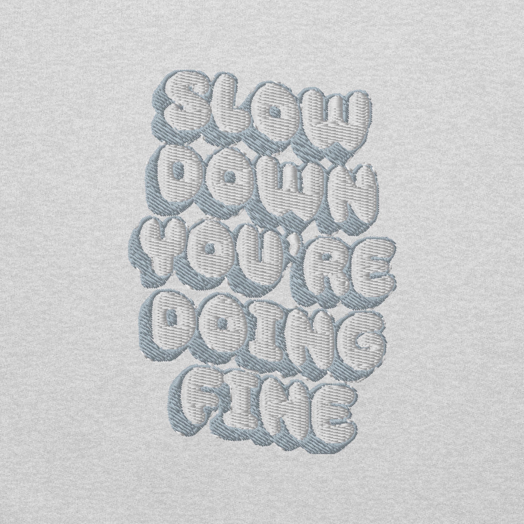 Cotton Embroided Crewneck Sweater Unisex Grey