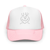 Foam Trucker Embroidered Hat Pink & White