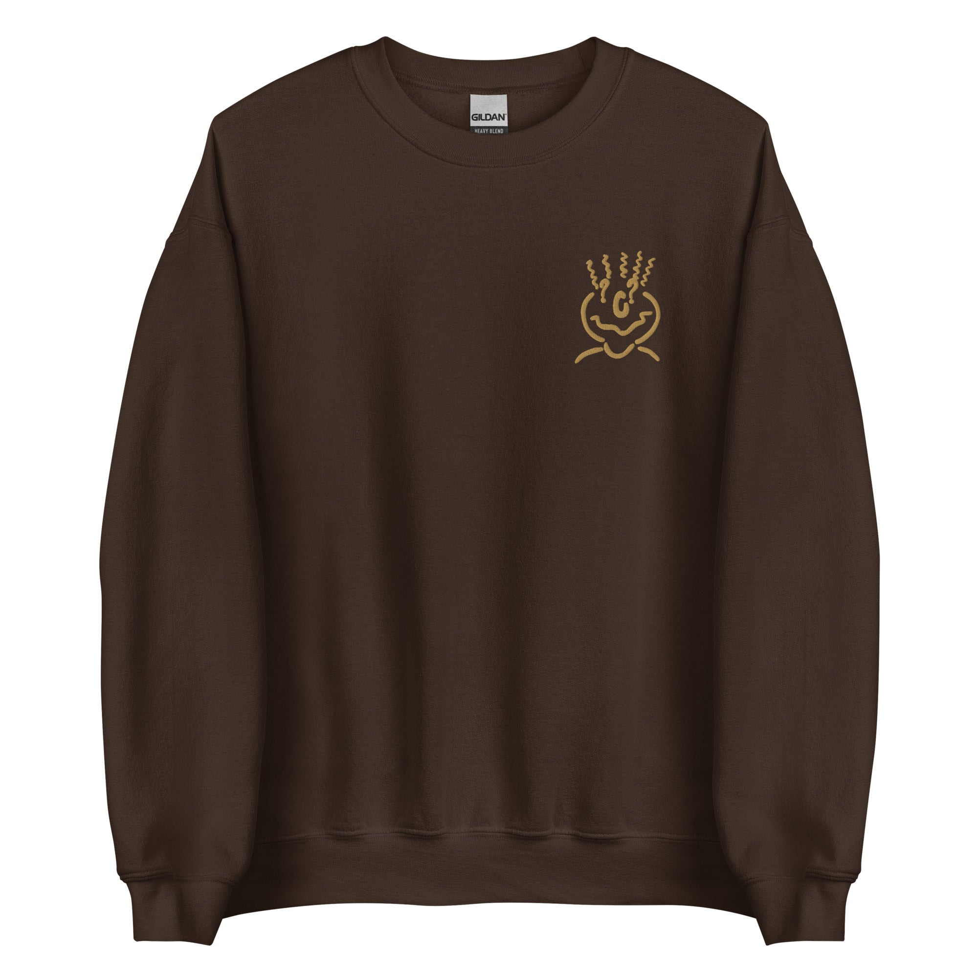 Cotton Embroided Crewneck Sweater Unisex Brown