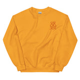 Cotton Embroided Crewneck Sweater Unisex Mustard