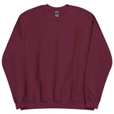 Cotton Embroided Crewneck Sweater Unisex Burgundy