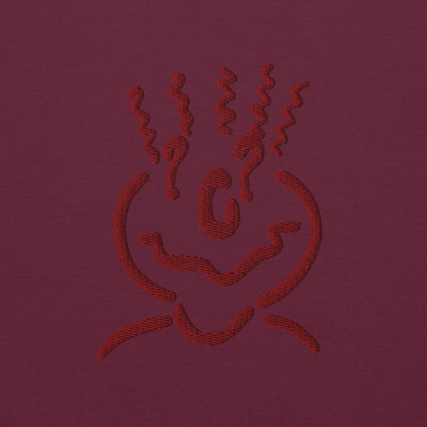 Cotton Embroided Crewneck Sweater Unisex Burgundy