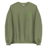 Cotton Embroided Crewneck Sweater Unisex Olive Green