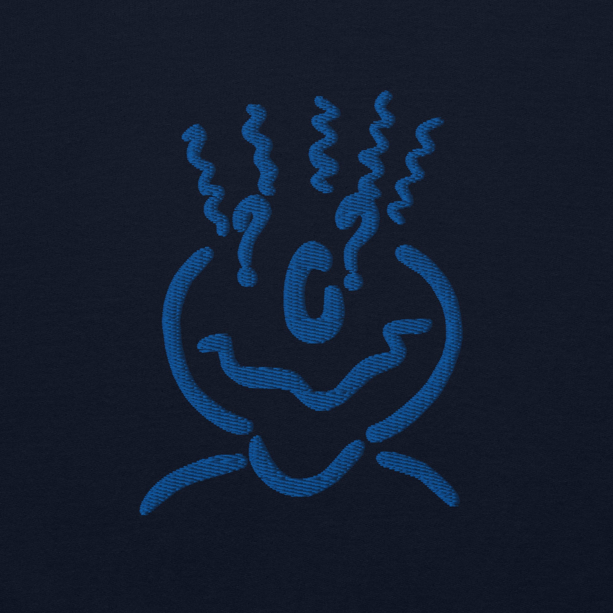 Cotton Embroided Crewneck Sweater Unisex Navy Blue