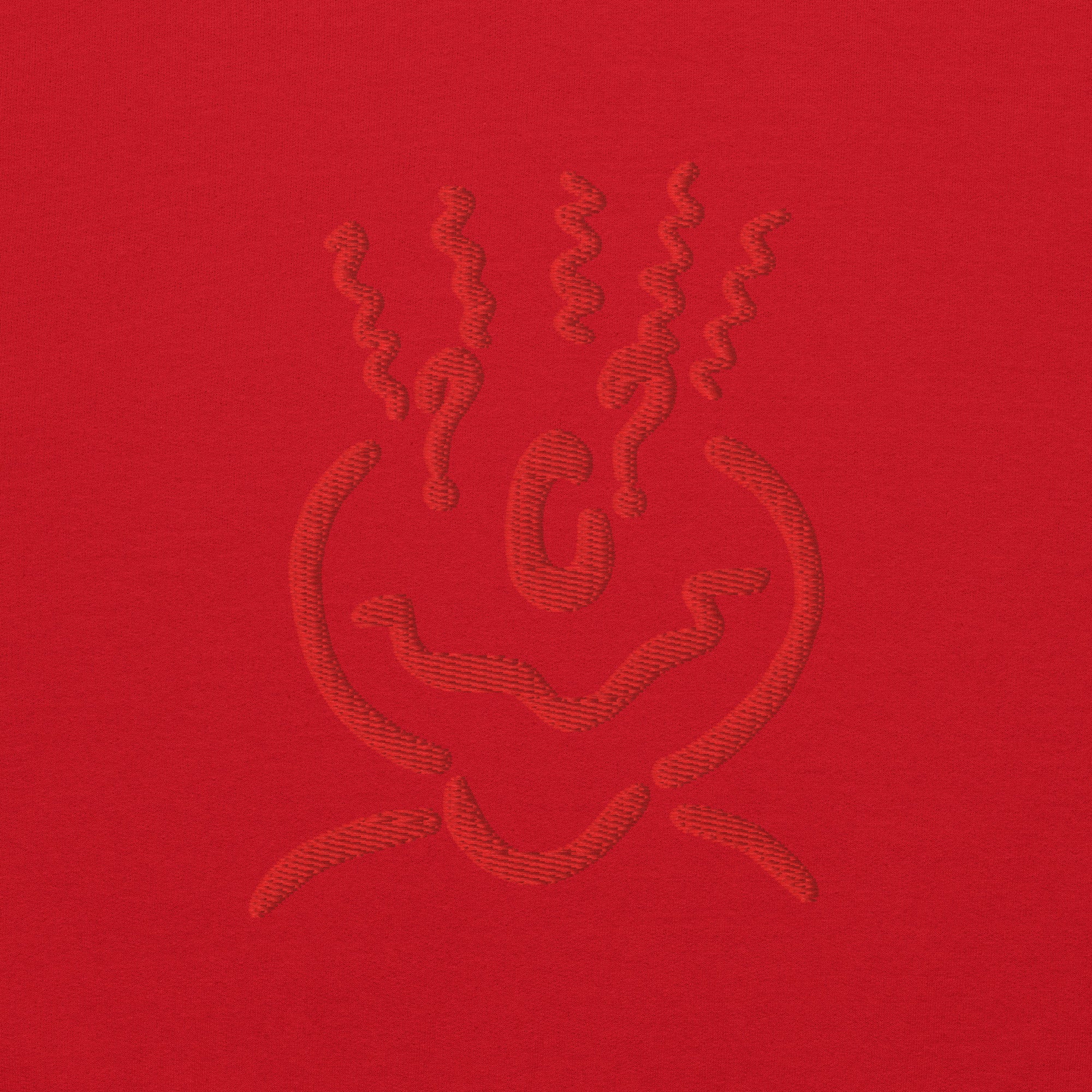 Cotton Embroided Crewneck Sweater Unisex Red