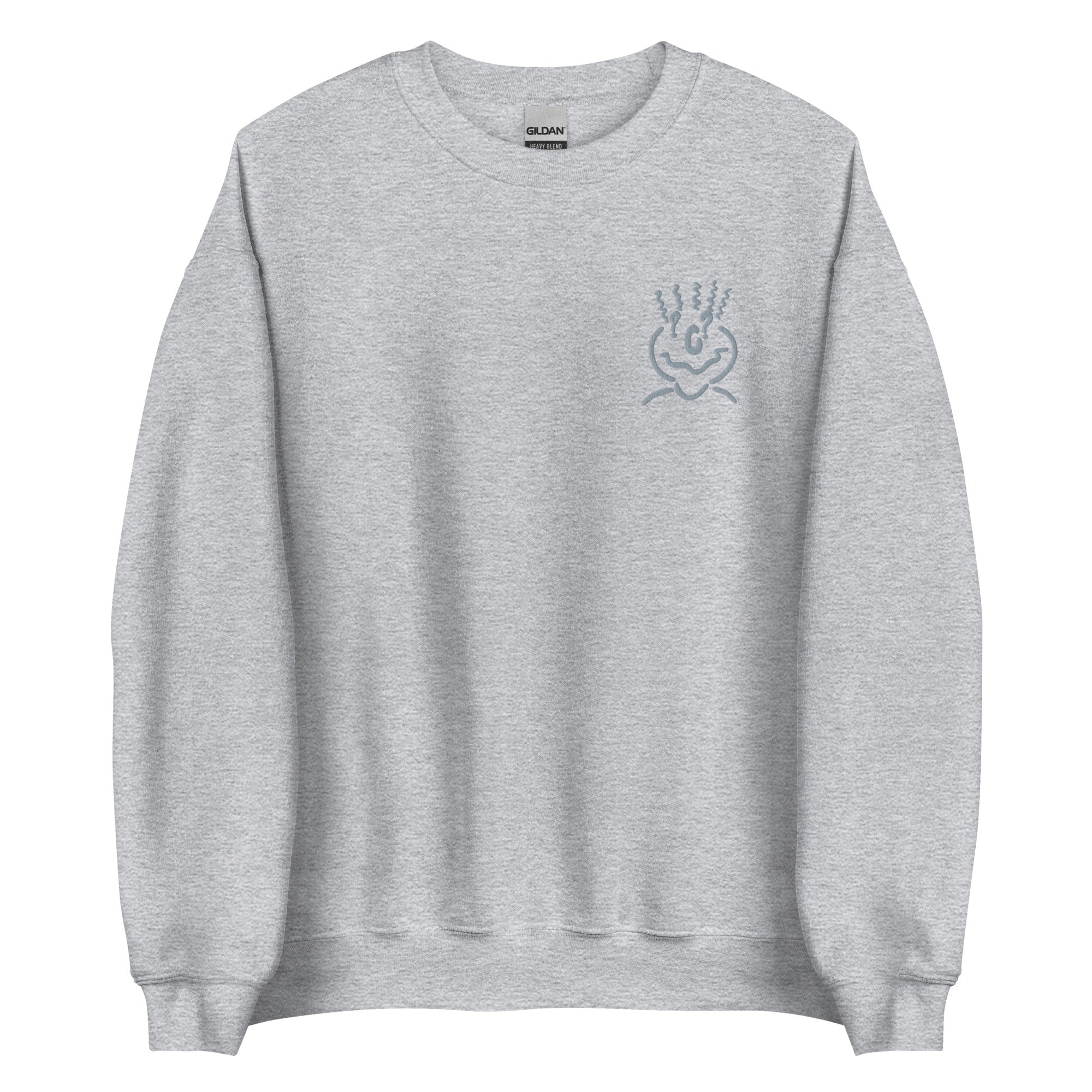 Cotton Embroided Crewneck Sweater Unisex Gray