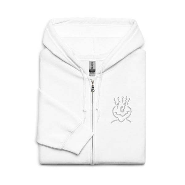 Heavy Blend Embroidered Zip Hoodie White Unisex