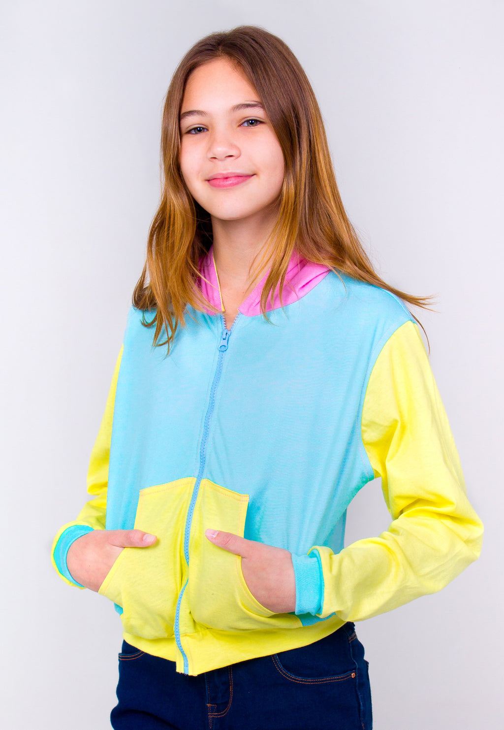 Multicolored Teen Hoodie- Blue Unicornio Azul 