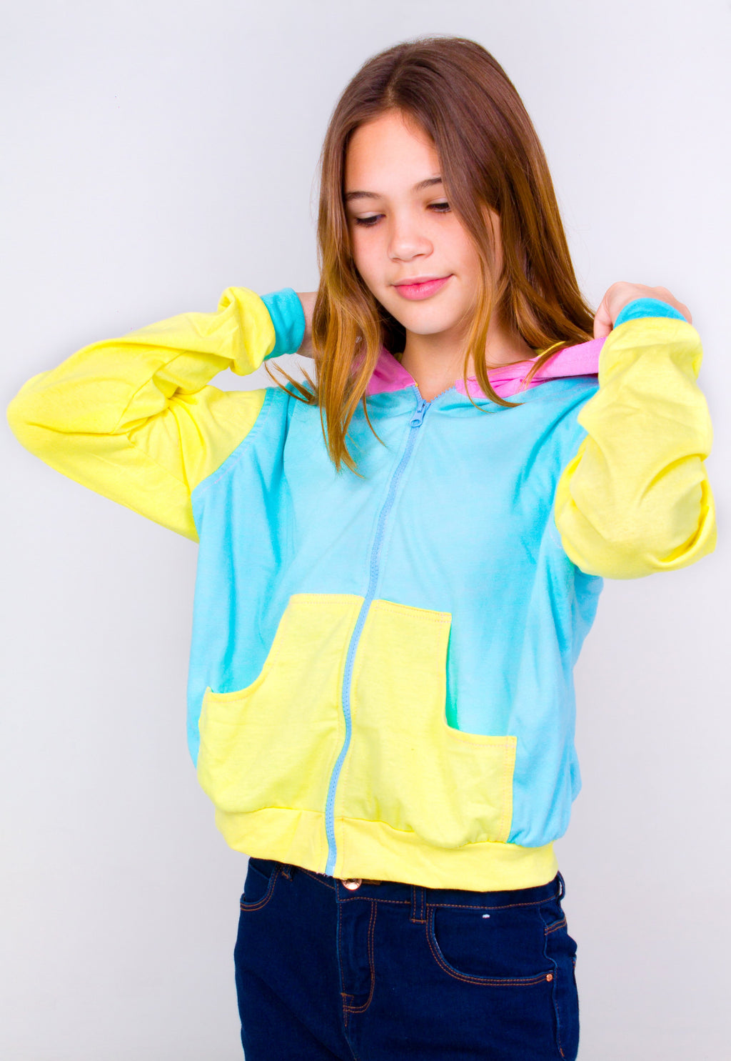 Multicolored Teen Hoodie- Blue Unicornio Azul 