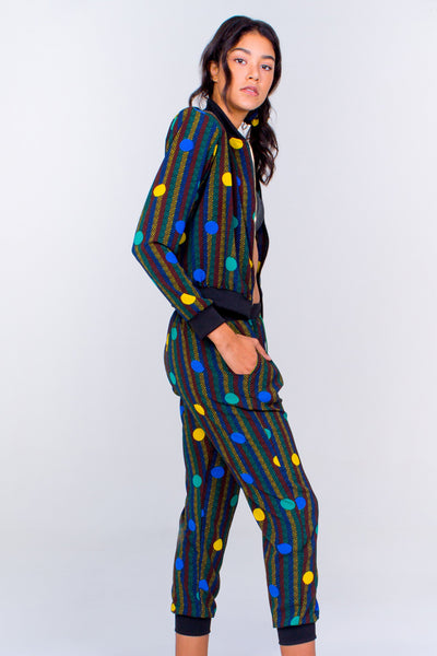 Bomber Jacket and Jogger Pant Polka Dot Set- Green Unicornio Azul 