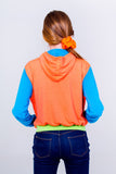 Multicolored Teen Hoodie- Deep Orange Unicornio Azul 