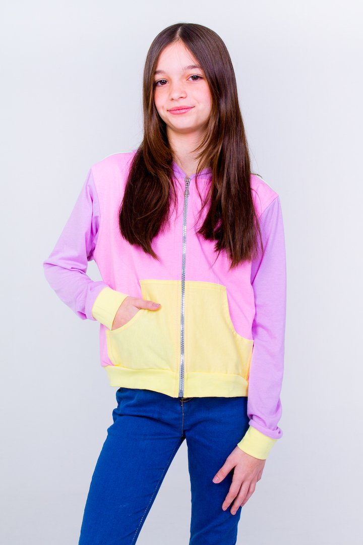 Multicolored Teen Hoodie- Pink Unicornio Azul 