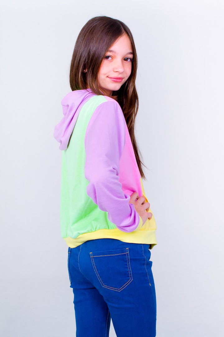 Multicolored Teen Hoodie- Pink Unicornio Azul 