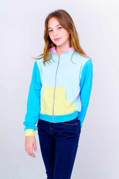 Multicolored Teen Hoodie- Light Blue Unicornio Azul 