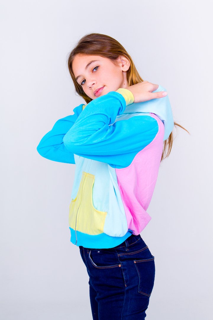 Multicolored Teen Hoodie- Light Blue Unicornio Azul 