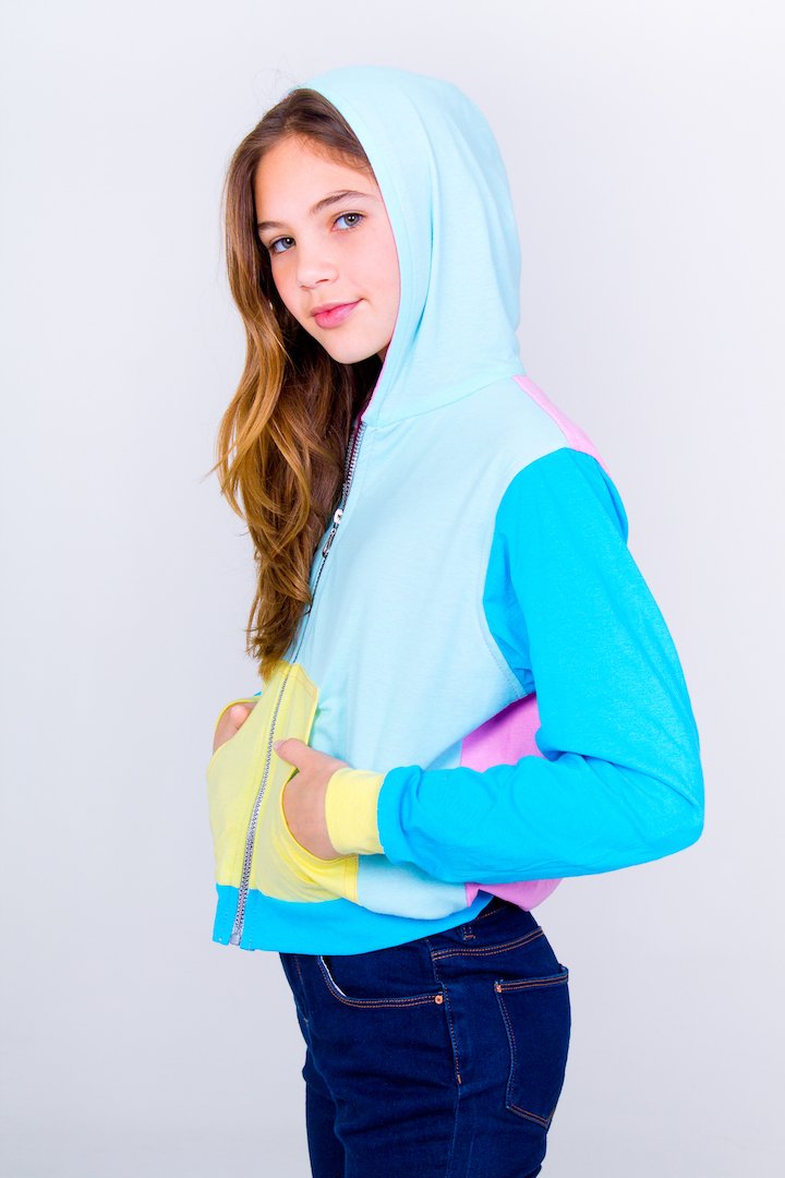 Multicolored Teen Hoodie- Light Blue Unicornio Azul 