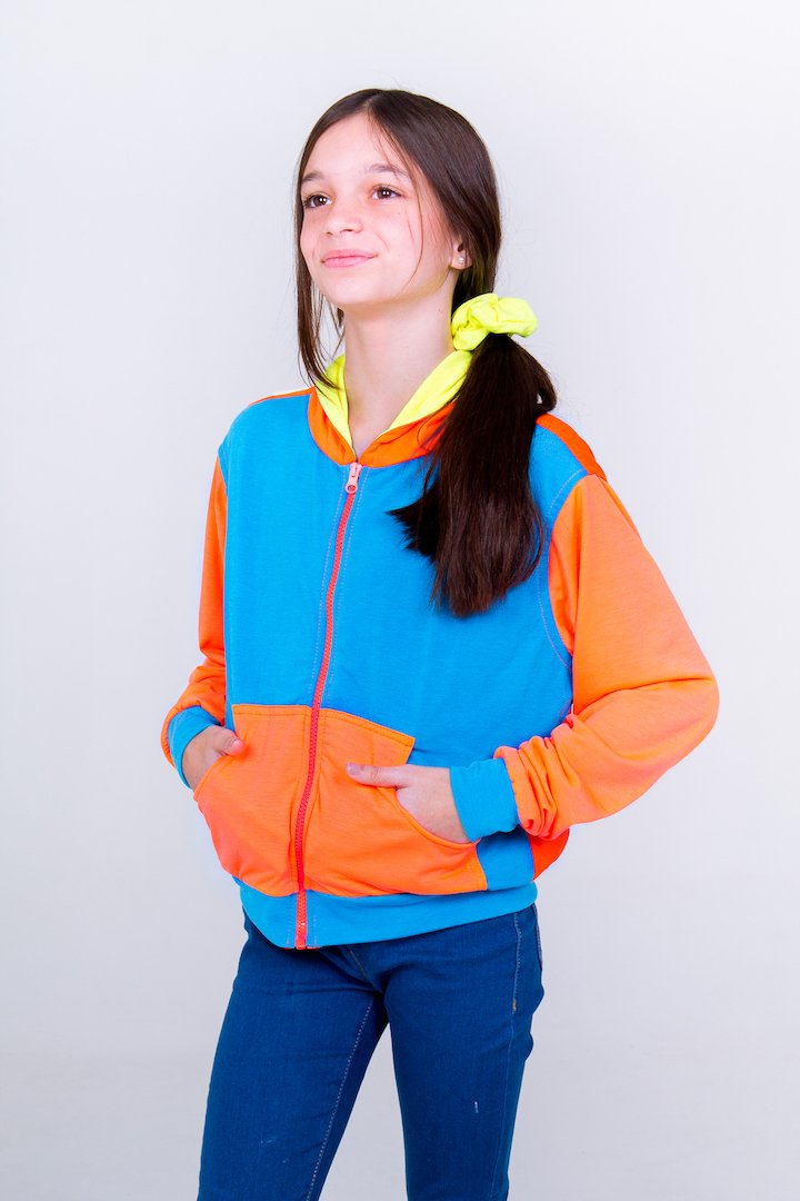 Multicolored Teen Hoodie- Deep Blue Unicornio Azul 