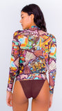 Mesh long sleeve jacket- Grafiti Print Unicornio Azul 