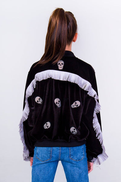 Retro Skull Teen Bomber Unicornio Azul 