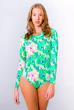 Kite Surf Swimsuit- Palm Leaf Print Unicornio Azul 