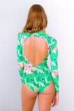 Kite Surf Swimsuit- Palm Leaf Print Unicornio Azul 