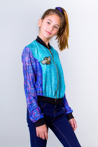Firefly Teen Silk Bomber- Blue/Turquoise Unicornio Azul 