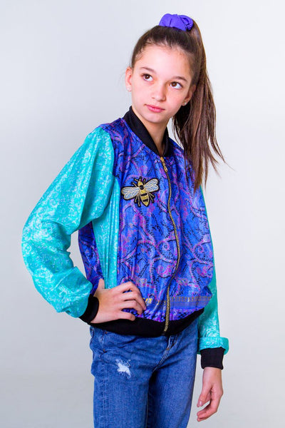 Firefly Teen Silk Bomber- Turquoise/Blue Unicornio Azul 