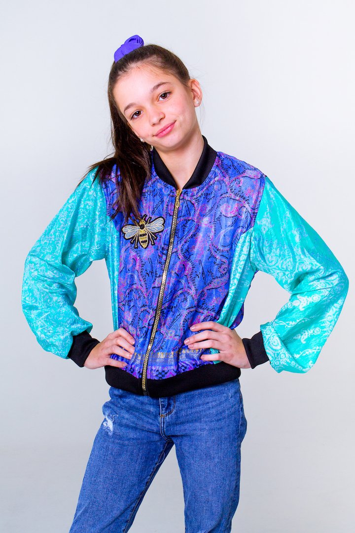 Firefly Teen Silk Bomber- Turquoise/Blue Unicornio Azul 