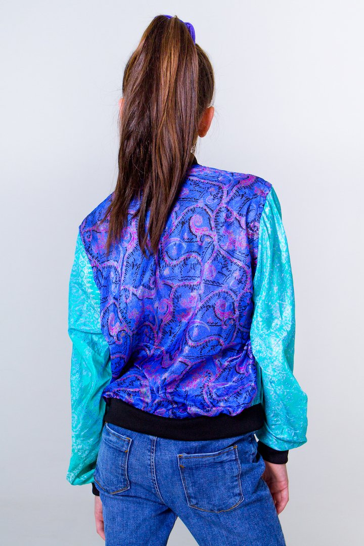 Firefly Teen Silk Bomber- Turquoise/Blue Unicornio Azul 