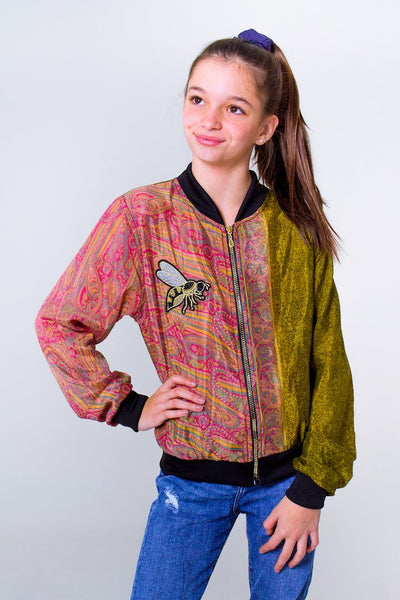 Firefly Teen Silk Bomber- Olive/Wine Unicornio Azul 