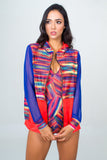 Multicolored Beach Hoodie- Orange Unicornio Azul 