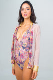 Mesh long sleeve jacket- Tribal Print Unicornio Azul 