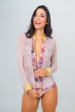 Mesh long sleeve jacket- Tribal Print Unicornio Azul 