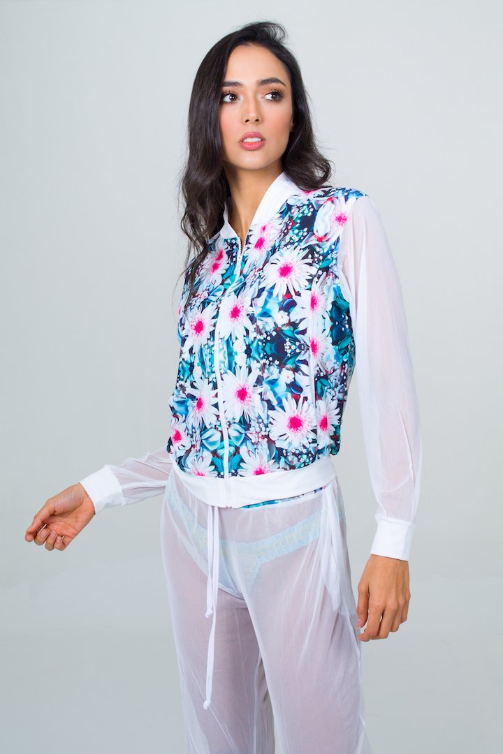 Bomber Jacket and Jogger Pant Beach Set- Blue Unicornio Azul 