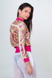 Bomber and Jogger Pant Beach Set- Fuchsia/Green Unicornio Azul 