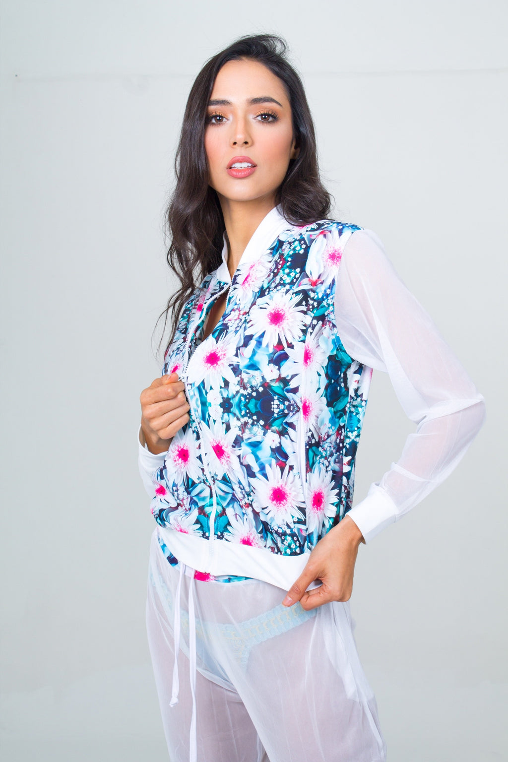 Bomber Jacket and Jogger Pant Beach Set- Blue Unicornio Azul 