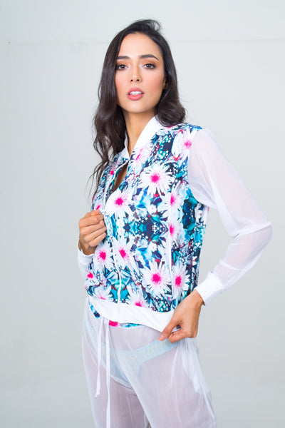 Bomber Jacket and Jogger Pant Beach Set- Blue Unicornio Azul 